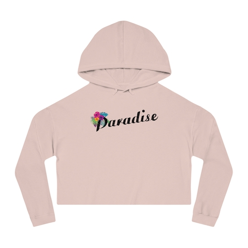 PARADISE WOMENS LIGHTWEIGHT HOODED PULLOVER CROP SWEATSHIRT