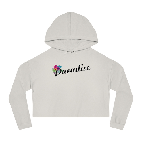 PARADISE WOMENS LIGHTWEIGHT HOODED PULLOVER CROP SWEATSHIRT