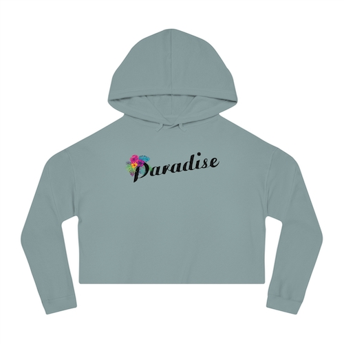 PARADISE WOMENS LIGHTWEIGHT HOODED PULLOVER CROP SWEATSHIRT