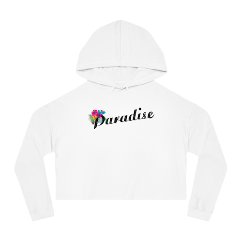 PARADISE WOMENS LIGHTWEIGHT HOODED PULLOVER CROP SWEATSHIRT